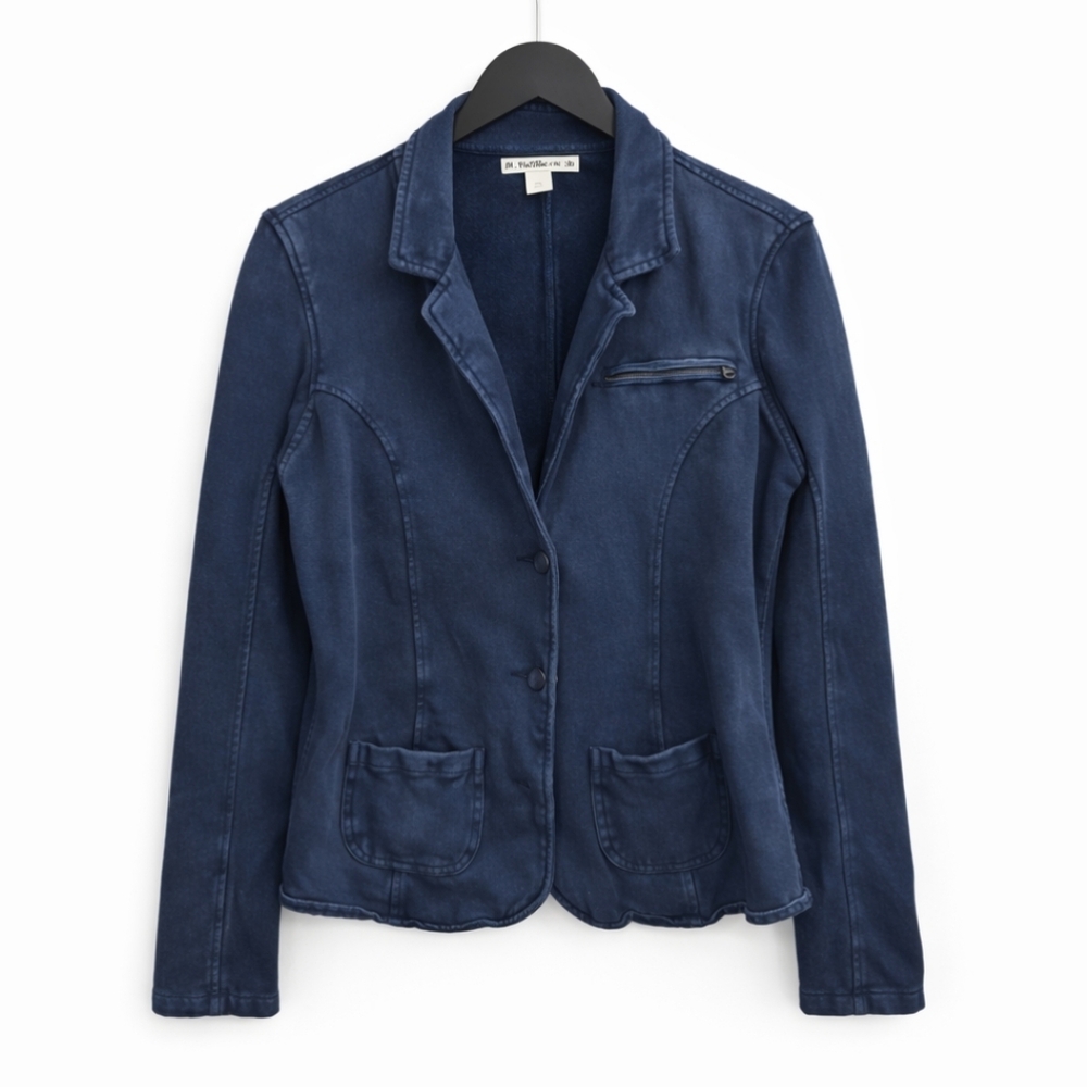 Ruff Hewn Blue Cotton Button Front Jacket Sz XL